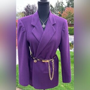 Sag Harbor Purple Blazer with Gold Chain Belt